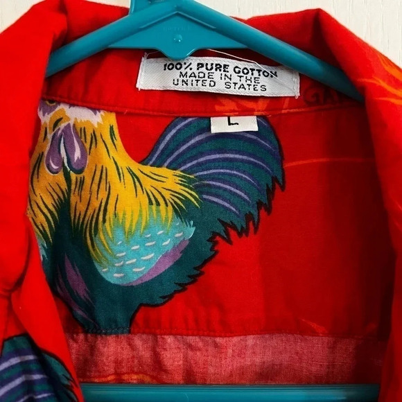 OSI Colorful Rooster Button Down Size Large - Picture 4 of 4
